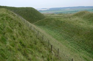 The huge banks and ditches of Maiden Castle*