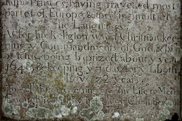Detail of the inscription on Chamberlen's tomb*