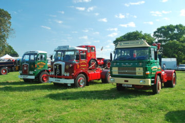Two vintage trucks on display at Bromyard Gala
