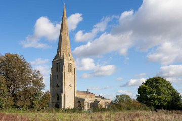 The soaring spire of Spaldwick church*