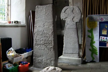 Two of the carved stones in Llanilltud church*