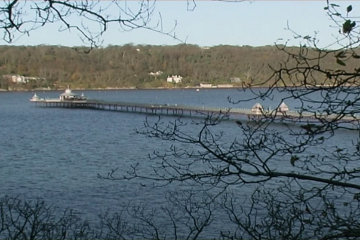 Bangor Pier stretches most of the way across the Menai Strait.*