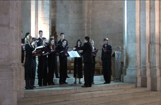 A British choir sings in the crusader church of St Anne*