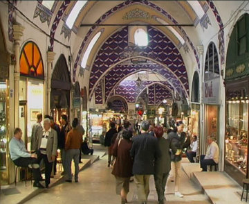 A busy aisle in Istanbul's Grand Bazaar.